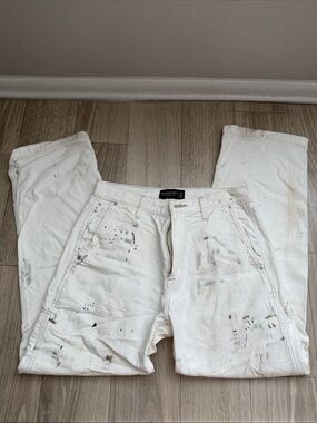 Abercrombie & Fitch Men's White Relaxed Painter Jeans